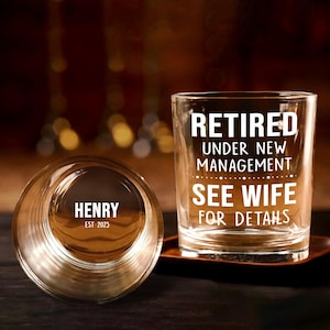 Retirement Gifts For Men, Engraved Retirement Whiskey Glass Gift, Retirement Whiskey Glasses, Retired Rock Glass Gift for Men, Retired Gifts