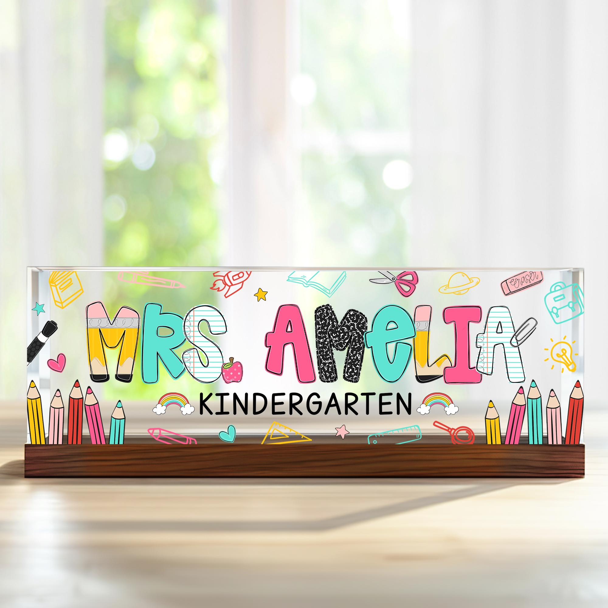 Personalized Teacher Desk Sign, Teacher Acrylic Block, Teacher Desk Name Plate, Teacher Acrylic Plaque, Back to School Gift for Teacher Gift