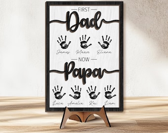 Custom First Dad Now Grandpa Wood Plaque, Custom Father's Day Gift, Gift for Dad, New Grandpa Gift, Papa Gift, Gift for new Grandpa,Dad Gift