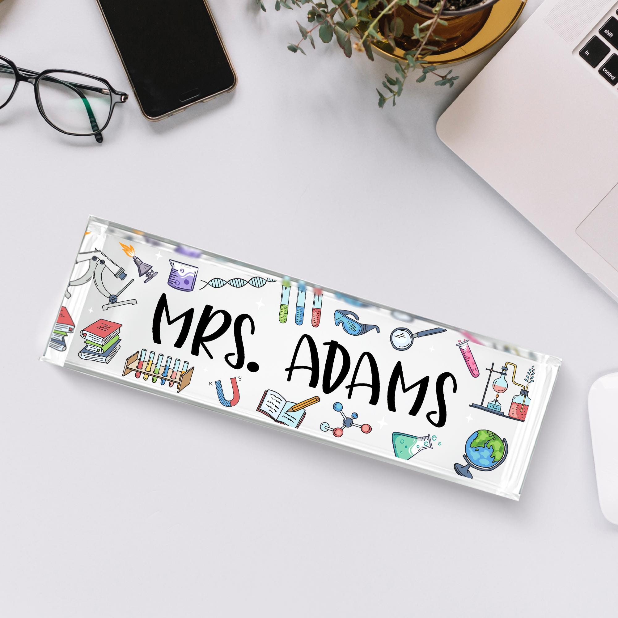 Science Teacher Desk Name Plate, Science Teacher Gift,science Lab ...