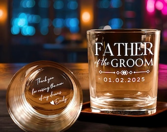 Personalized Father of the Bride And Father of the Groom Engraved Whiskey Glass, Father of the Bride Gift, Wedding Gifts, Fathers Day Gift