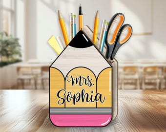 Personalized Pencil Holder For Desk, Custom Teacher Pencil Box, Pastel Pencil Holder, Teacher Appreciation, Back To School Gifts For Teacher