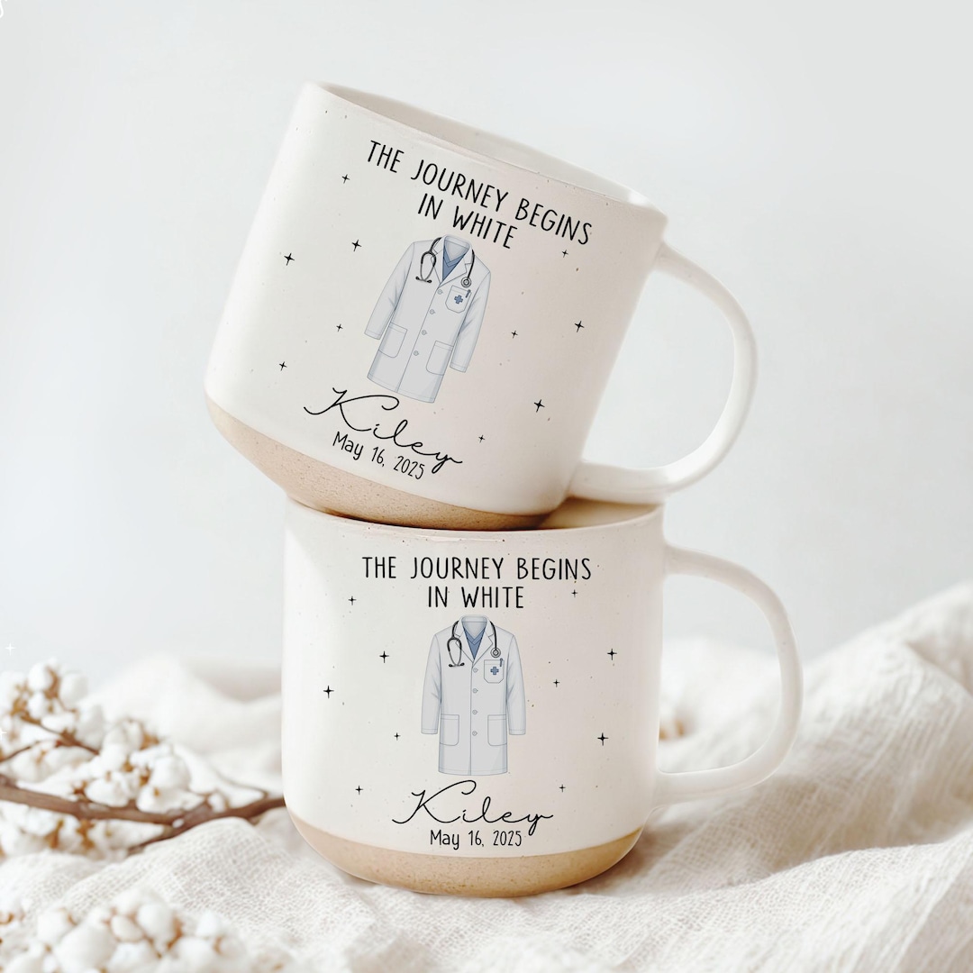 Personalized White Coat Ceremony Pottery Mug, Custom White Coat Party ...