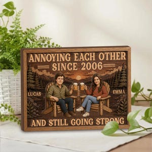 Personalized Couple Wood Sign, Annoying Each Other Since Custom Year Gift Custom Anniversary Gift For Husband And Wife,Funny Couple Gift image 3
