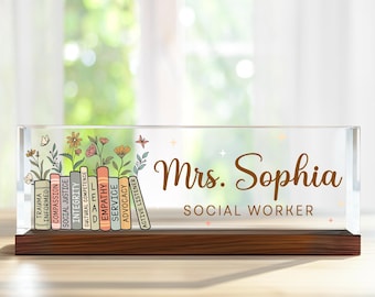 Personalized Social Worker Acrylic Desk Plaque, Social Worker Gift, LCSW Gift, Custom Name Plate for Desk, Gift For Social Worker,LCSW Gifts