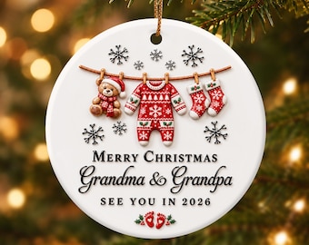 Promoted to Grandparents 3D Ornament, Pregnancy Announcement, New Baby Announcement Ornament, Reveal to Grandparents, Christmas Ornament