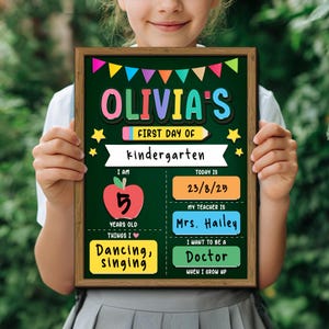 Custom First Day of School Sign, Back to School Sign, Last Day of School Sign Preschool, Kindergarten 1st Day of School Sign, School Board