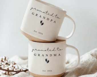 Promoted to Grandma/Grandpa Mug, Pregnancy Announcement Gift,Gift for New Grandma Grandpa, Baby Announcement Mug Pregnancy Reveal to Grandma
