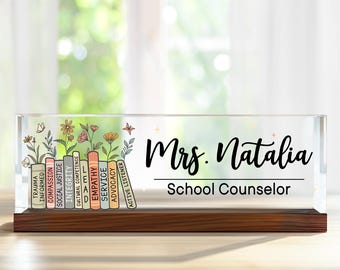 School Counselor Name Sign, Teacher Desk Plaque, Counselor Mental Health Gift, Counselor Desk Name Plate, School Counselor Office Decor