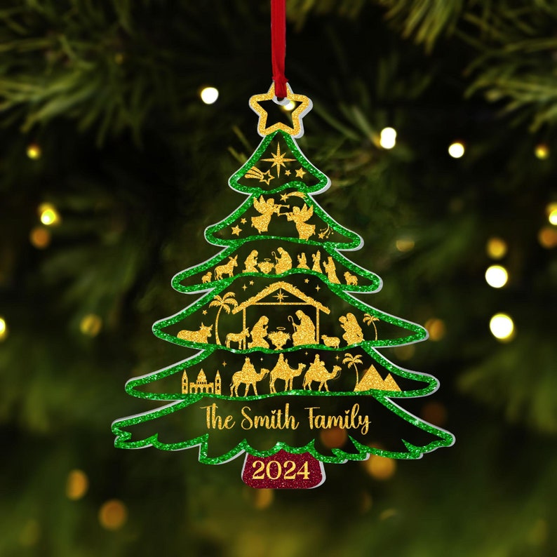 Nativity Scene Christmas Ornament Religious Gift for Family, Oh Holy