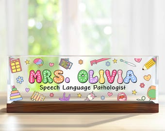 Speech Therapist Gift, Speech Therapy Teacher Desk Name Sign, Speech Language Pathologist Gift, SLP Teacher Name Plate, Gift For SLP