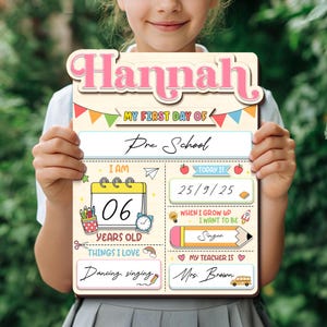 Personalized Back to School Sign, Custom First Day Of School Sign, Last Day of School Sign, Custom Name Sign 1st Day of School Board for Kid