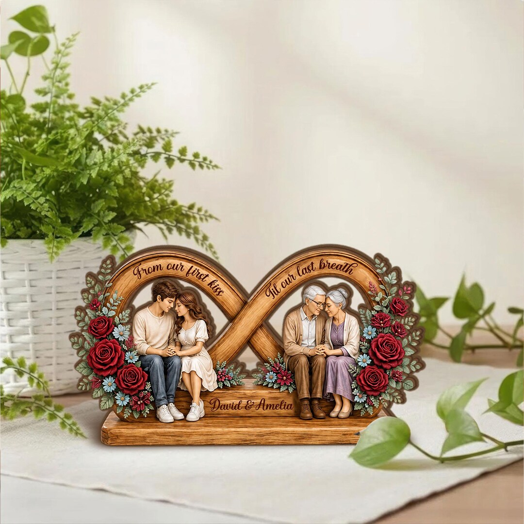 Personalized Wooden Couple Sculpture, Custom Couple Name Gift ...