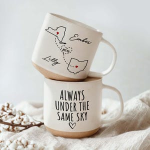 Long Distance Friend Pottery Mug,Personalized Long Distance Friend Gift for Best Friend,State To State Gift Mug,Custom Bestie Friendship Mug