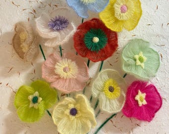 Himalayan Poppy Flower Crochet Pattern, Crochet Flower Bouquet Patterns, Crochet Flower Patterns, Wedding Flowers