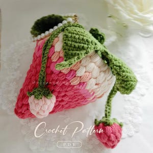 PDF Crochet Pattern, Strawberry Drawing string Pouch, strawberry crossbody bag, practical crochet pattern, bag crochet, best handmade gifts