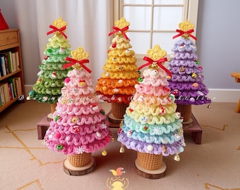 PDF+Video Christmas Tree Crochet Pattern | Holiday Decor Amigurumi | 10&5 Layer Xmas Ornament PDF | Amigurumi Christmas Tree gift