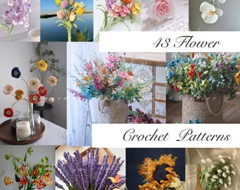 43 in 1 Crochet Flower Pattern Bundle, Tulip, Rose, Flowers and More, Gift for Mom, Wedding Crochet, Amigurumi 43+ Crochet Flower Patterns