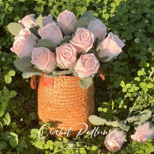 PDF Rose Blume Häkelanleitung, Häkelblumenstrauß Muster, Häkelblumenstrauß Muster, Häkelblumen Muster, Hochzeitsblumen