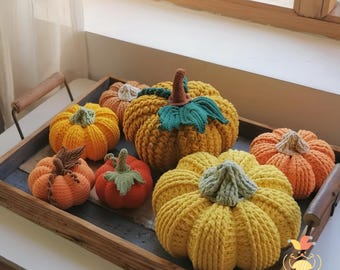 4 in 1 Kürbis Muster, Herbst Bauernhaus Dekor | Handgemachte Halloween Geschenkidee , | Halloween Dekor | Kürbis Amigurumi Muster