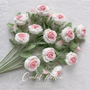 PDF Rose Flower No.4 Crochet Pattern, Crochet Flower Bouquet Patterns, Crochet Flower Patterns, Wedding Flowers