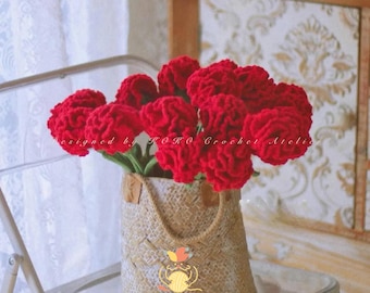 PDF Carnation Flower Crochet Pattern ,Amigurumi Digital Mother Day Crochet Floral wedding
