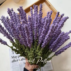 PDF Lavendel Blumenstrauß Häkelanleitung, Häkelblumenstrauß Muster, Häkelblumenstrauß Muster, Hochzeitsblumen