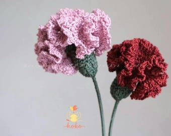 PDF Carnation  Flower Crochet Pattern Amigurumi Digital Mother Day Crochet Floral wedding
