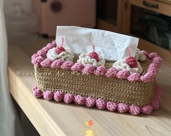 Strawberry Cake Tissue Box Cover Crochet Pattern – PDF
