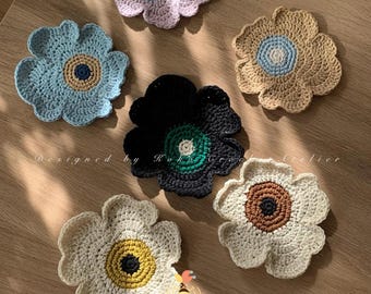 Häkelanleitung für Untersetzer und Tassenuntersetzer mit Mohnblumenmotiv – PDF