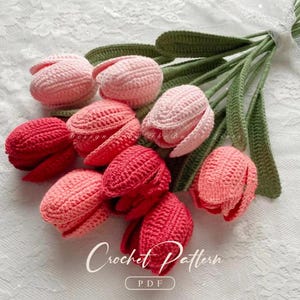 PDF Tulp bloem haakpatroon, lente harmonie boeket haakpatroon, gehaakte bloemboeket patronen, bruiloft bloemen