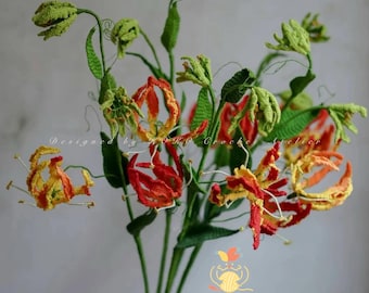 PDF Gloriosa lily Crochet Pattern, Crochet Flower Bouquet Patterns,  Amigurumi Digital Mother Day Crochet Floral wedding