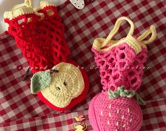 Apple Tote Bag | Granny Square Bag | Crochet Apple Keychain | Bag