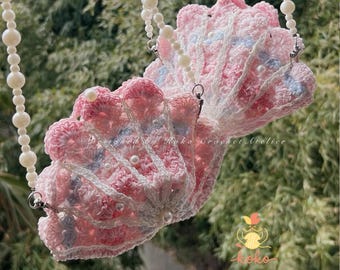 Seashell Crochet Bag Pattern - süße Sommer Geldbörse PDF für Mädchen, Pearl Shell Design, Amigurumi Digital Crochet bag