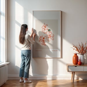 Lilie Blume Wandkunst, Minimale botanische Linie Zeichnung Poster, modernes Blumen Wohndekor Print, gerahmtes oder ungerahmtes ästhetisches Stück, einzigartiges Geschenk