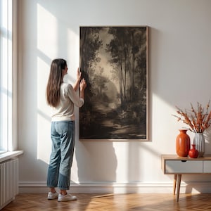 Waldweg Print, Sepia Natur Poster, Vintage Stil Kunstwerk, Rustikale Wand Dekoration, Wald Geschenk für Ihn, Büro Poster, Haus Kunst