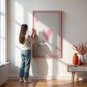 Carta da gioco rosa "Good For The Plot", stampa da parete con citazione femminile "Asso di cuori", per dormitorio o camera da letto, con o senza cornice.