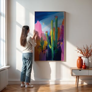 Moderne Landschaftswandkunst des Südwestens, Natur inspirierte Kunst, gerahmt oder ungerahmt, lebendige Wüstenszenendekoration, südwestlicher Druck