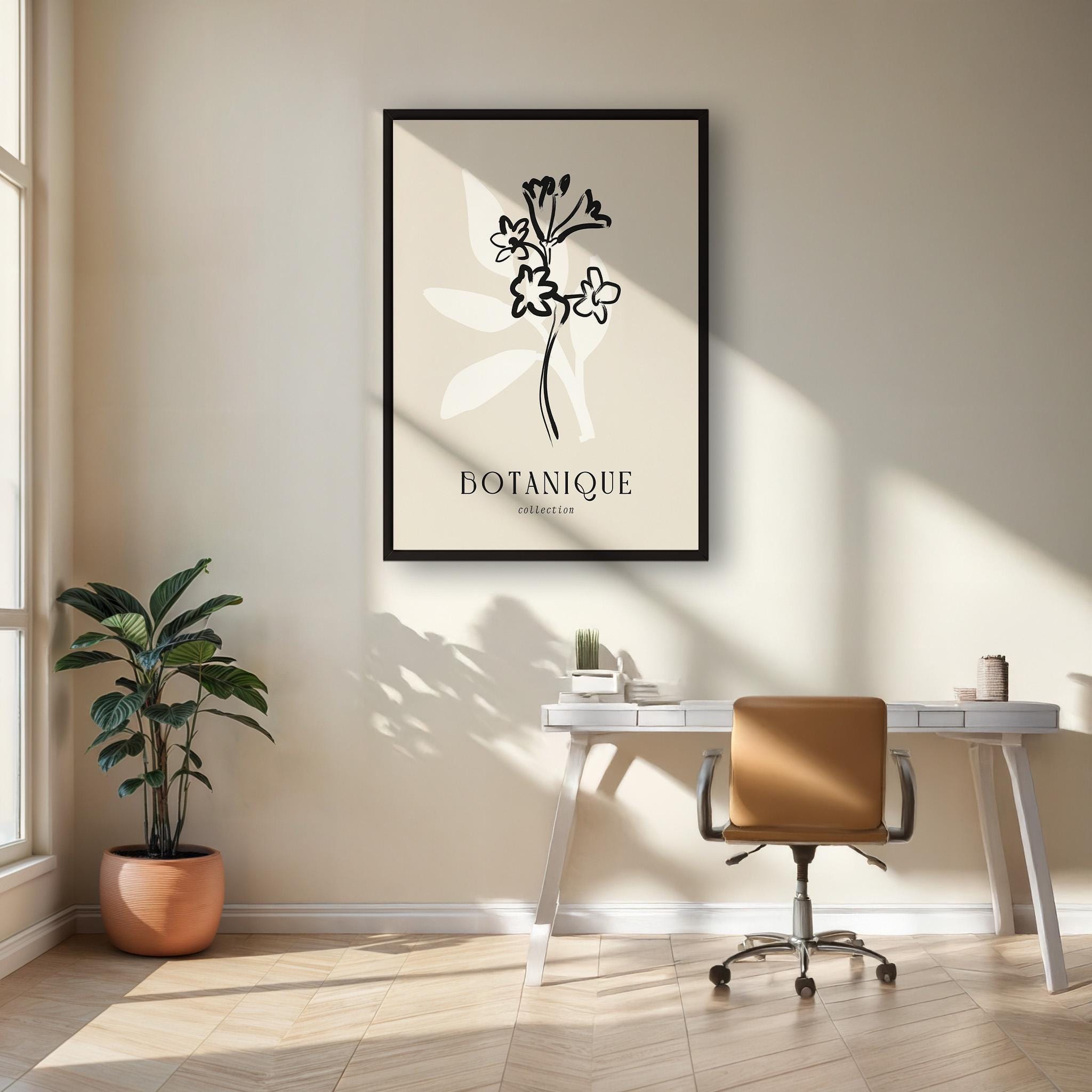 Botanique Flower Line Art Poster, Minimalist Botanical Wall Print ...