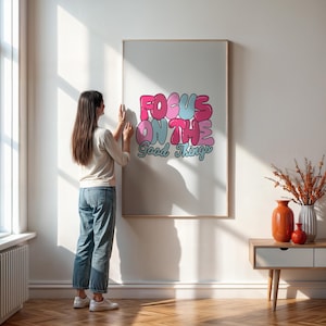 Póster "Enfócate en lo bueno", arte mural con cita positiva, impresión motivacional colorida para habitación u oficina de adolescentes, regalo artístico con letras de burbujas