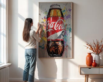 Retro Soda Bottle Wall Art Print, Colorful Pop Art Coca Style Poster For Kitchen Bar Cafe Decor, Framed Or Unframed, Gift For Him Or Her