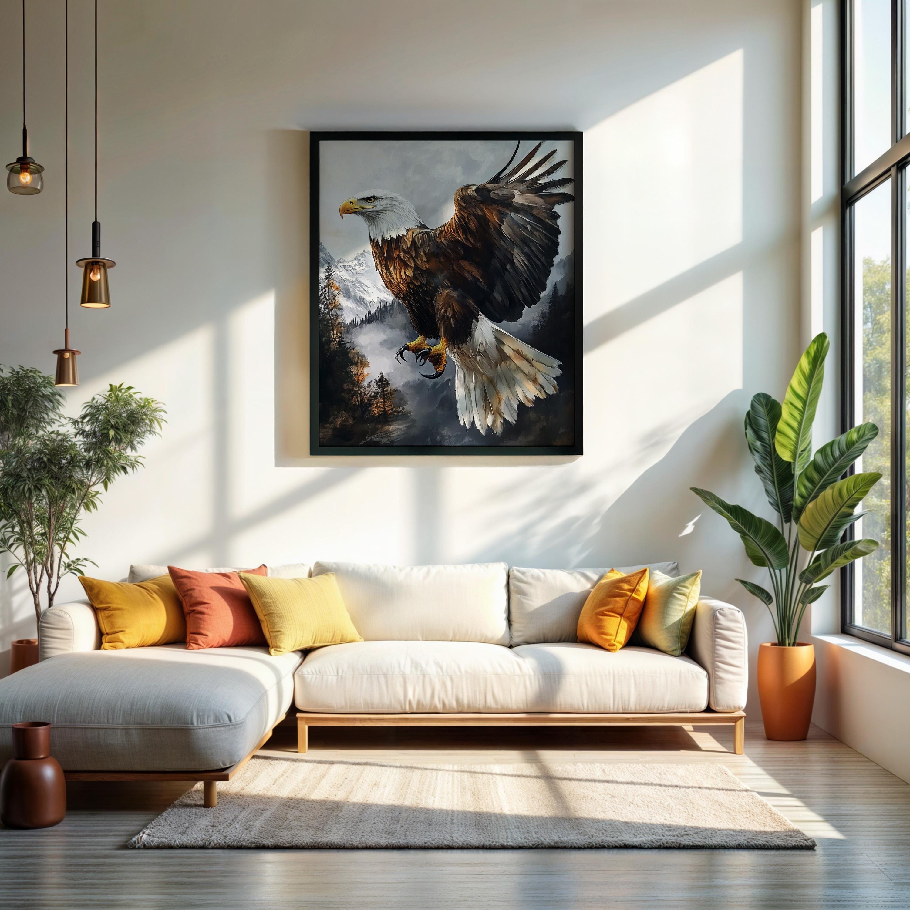 Majestic Bald Eagle Art Print, Wildlife Painting, Cabin Decor - Etsy