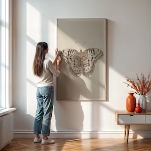 Vintage Butterfly Wall Art Print, Neutral Scientific Illustration Of Moth Or Insect For Natural History Decor Or Botanical Gallery Wall