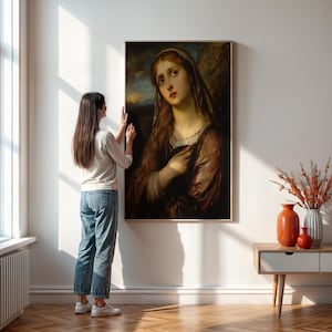 オールドマスターの女性の肖像画の壁アートプリント、ギャラリーの壁やリビングルームの装飾に最適なクラシックルネッサンススタイルの絵画、フレーム付きまたはフレームなし