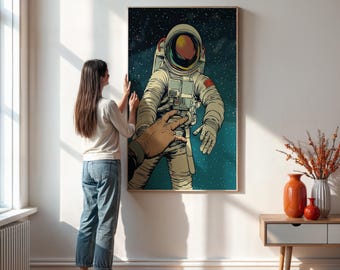 Astronaut Galaxy Canvas Print, Sci-Fi Space Art, Boys Room Decor