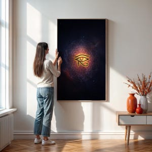 Eye of Horus Wall Art, Egyptian Spiritual Poster for Home or Meditation Decor, Framed or Rolled, Birthday or Housewarming Gift Idea