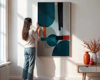 Geometric Abstract Canvas Print, Modern Wall Art, Framed or Unframed
