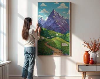 Mountain Path Inspirational Wall Art Print  Motivational Landscape Poster with Quote Signs for Office, Studio or Home Poster Wall Decor