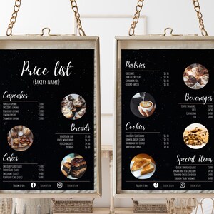 Bäckerei Preisliste | Preisliste Template Bäckerei | Cafe-Menü | Bäckerei Menü Vorlage | Canva Vorlage | Cupcake Preise | Kuchen Preisliste