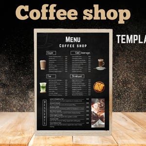 Cardápio de cafeteria | Lista de preços de cafeterias | Modelo de cardápio de padaria | Placa de cardápio de cafeteria | Modelo Canva | Cardápio de cafeteria | Menu de impressão | Carta tamanho EUA